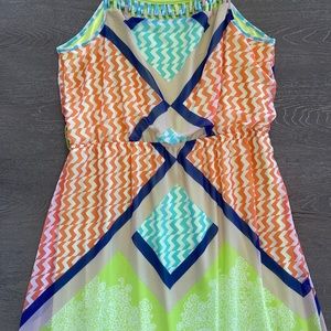 Gibson Latimer multi color maxi dress sz L like new cond.